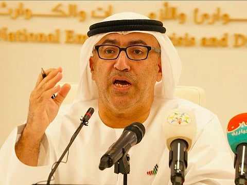 Abdul Rahman Bin Mohammad Al Owais, Minister of Health and Prevention at the media briefing held at the National Emergency Crisis and Disaster Management Authority in Abu Dhabi on Saturday.