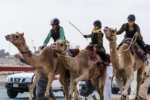 Participating expats at the Camel Trek Marathon last Feb 12