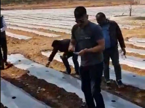 MS Dhoni on his farm
