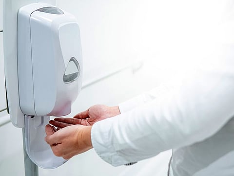 Hand sanitizer dispensers are running out of stock in Dubai as many companies and entities have started buying them in bulk as a precautionary measure against the novel Coronavirus Covid-19