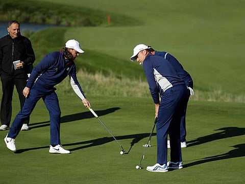 Tommy Fleetwood and Ian Poulter at the Ryder Cup