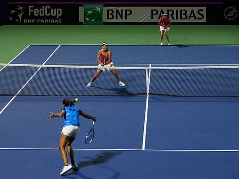 Chinese women's team (red) have been a cut above the rest during the Fed Cup campaign in Dubai this week.