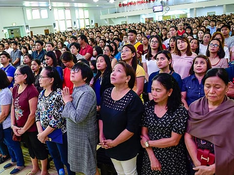 Christians offering Good Friday prayers at St. Mary's chruch in Dubai.