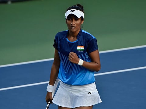 Rutuja Bhosale of India in action during her Fed Cup campaign earlier this week.