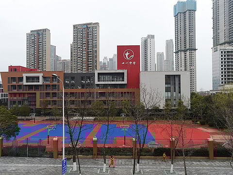 An empty field is seen at a closed secondary school in Wuhan, the epicentre of the novel coronavirus outbreak, Hubei province, China March 6, 2020.