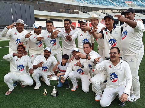The Nad Al Sheba team that won the Dubai Cricket Council’s 11th League of Mammoths title at the Sevens ground.