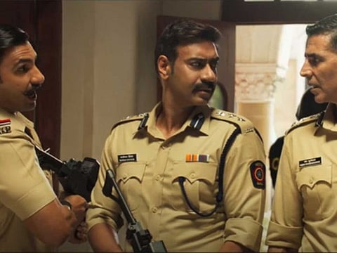 Ranveer Singh, Ajay Devgn and Akshay Kumar in 'Sooryavanshi'.