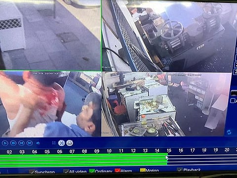 CCTV footage showing the workers hitting their sponsor