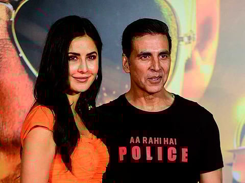 Bollywood actors Katrina Kaif (L) and Akshay Kumar.