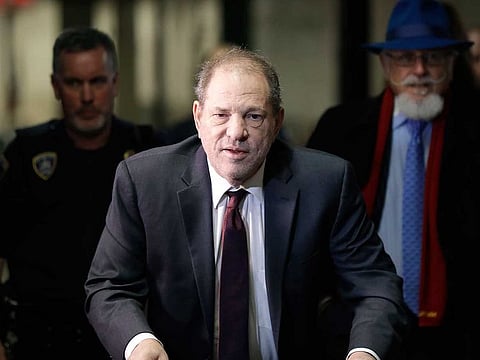 Harvey Weinstein arrives at a Manhattan courthouse for his rape trial in New York in 2020
