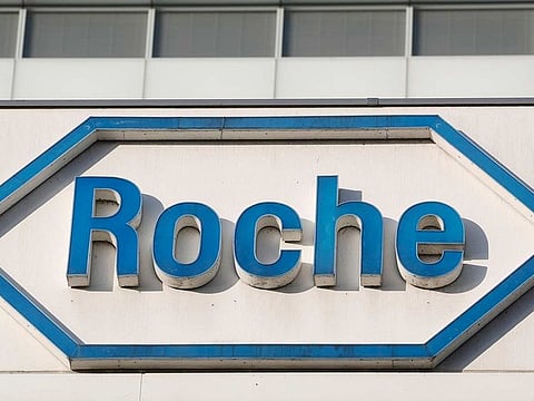 The logo of Swiss drugmaker Roche is seen at its headquarters in Basel, Switzerland January 30, 2020.