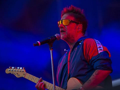 The Argentinean musician Vicentico performs during the Vive Latino music festival in Mexico City, Saturday, March 13, 2020. The two-day rock festival is one of the most important and longest running of Mexico. (AP Photo/Christian Palma)