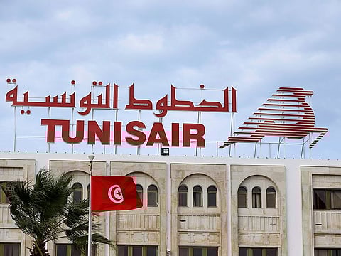 A Tunisair sign is seen at their headquarters in Tunis, Tunisia.
