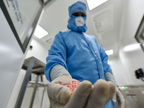 Coating 2 room during an in-depth tour of Pharmax Pharmaceutical’s manufacturing facility at Dubai Science Park.