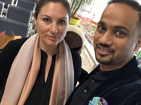 Indian Rana Mukherji and his six month pregnant Ukrainian wife Tetyana Polunina are stranded at Abu Dhabi Airport since 7am on Tuesday
