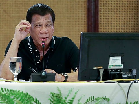 President Rodrigo Duterte speaks during an Inter-Agency Task Force for the Management of Emerging Infectious Diseases at the Malacanang presidential palace in Manila, Philippines.