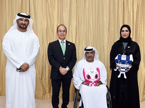Akima Umezawa, Consul-General of Japan in the UAE, is flanked by members of the UAE National Olympic Committee during a courtesy call on Wednesday.
