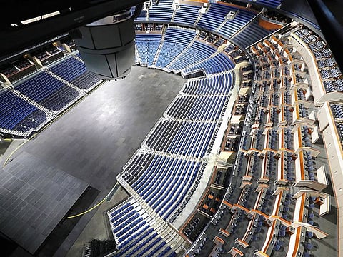 The empty Amway Center in Orlando, home of the NBA's Orlando Magic. The NBA has suspended the season due to the coronavirus