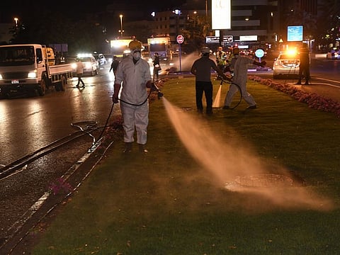 Street cleaning gets underway in Dubai