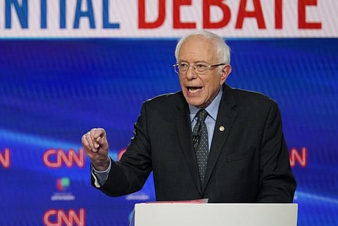 Bernie Sanders during a Democratic presidential primary debate at CNN Studios on March 15, 2020, in Washington