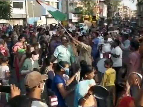 Indians perform Garba dance