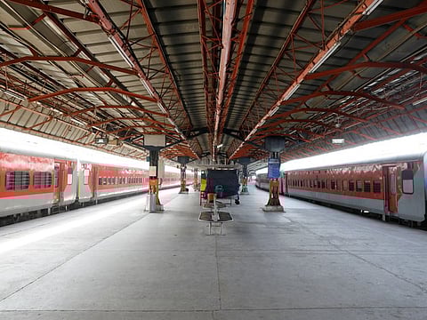 A deserted platform at a railway station during lockdown by the authorities to limit the spreading of coronavirus disease (COVID-19), in New Delhi on March 23, 2020.