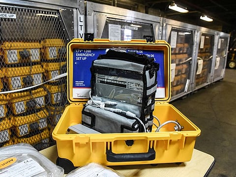 A new ventilator at the New York City Emergency Management Department warehouse in New York, Tuesday, March 24, 2020.