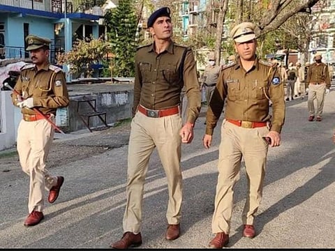 Ajay Thakur was seen performing police duty in Himachal Pradesh