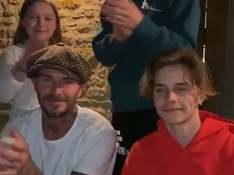 David Beckham and his family applaud the NHS