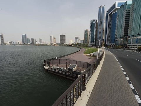 View of Sharjah Corniche on March 28, 2020.