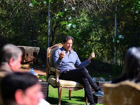 Pakistan Prime Minister Imran Khan chairs core committee meeting at his residence in Banigala, Islamabad on Sunday to discuss measures taken to combat COVID-19 in the country.