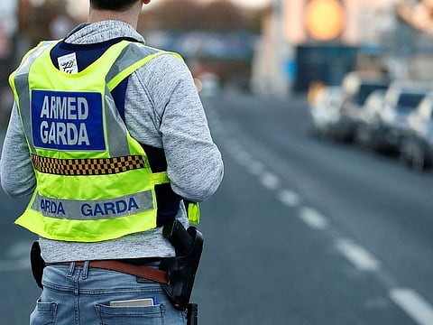 A police officer is seen on the streets of Dublin as the spread of the coronavirus disease (COVID-19) continues, Dublin, Ireland, March 29, 2020.