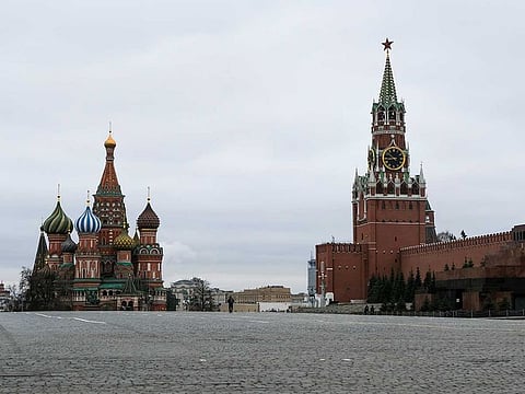A view shows Red Square, the Kremlin's Spasskaya Tower and the St. Basil's Cathedral, after the city authorities announced a partial lockdown ordering residents to stay at home to prevent the spread of coronavirus disease (COVID-19), in central Moscow, Russia March 30, 2020.