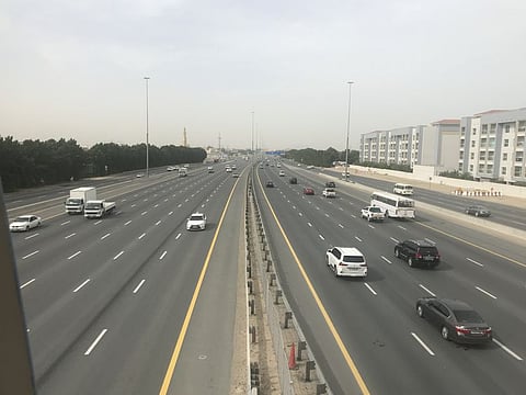 Mohamed bin Zayed road today morning during the 1st day of 24 hours sterilisation programme in Dubai.