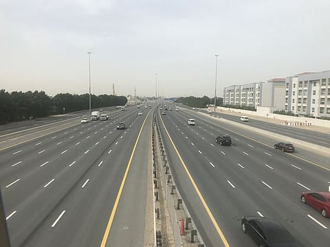 Mohamed Bin Zayed road on the first day of round-the clock movement restriction in Dubai.