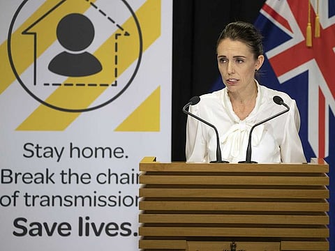 Jacinda Ardern, New Zealand's prime minister, speaks during a news conference at the Parliament in Wellington, New Zealand, on Monday, March 30, 2020. Ardern has demoted health minister David Clark for flouting lockdown rules.