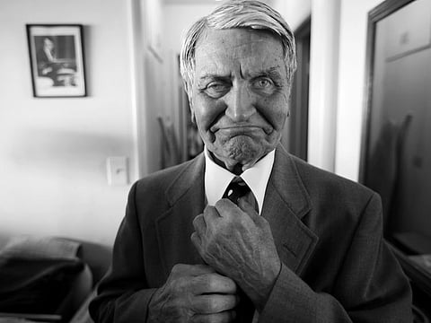 Jazz drummer Steve Hideg gets dressed in his apartment in East Hollywood. "When I was very young I fell in love with jazz and that was all I wanted to do," he said.