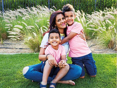 Sasha Quince with her two boys aged three and seven