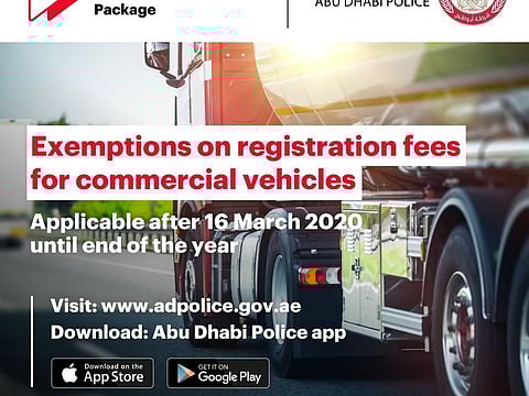 Free registration for commercial vehicles in Abu Dhabi