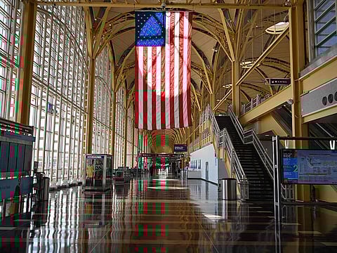 The hallways and aisles are deserted at US airports and elsewhere in the world. But US airlines receiving government aid will need to pay some of it back, and that's something they want to avoid.