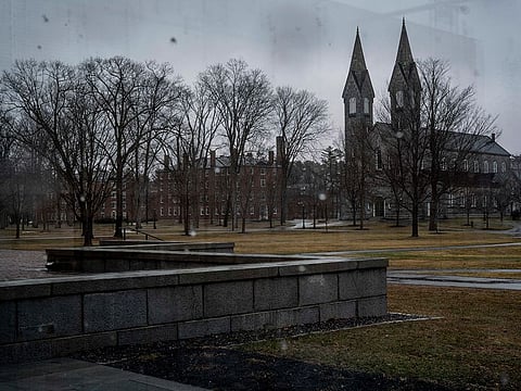 The campus of Bowdoin College in Brunswick, Maine, on March 13, 2020, after the school moved to online classes for the rest of the semester.