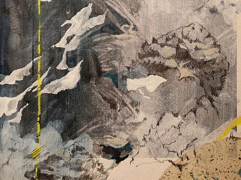 Salima Hashmi, The Dark Weight of Night series I, 2020, Mixed media on archival paper