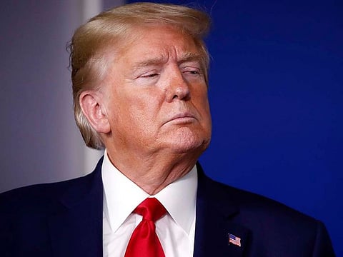 President Donald Trump in the Press Briefing Room of the White House