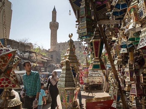 Ramadan lanterns for sale this week in Cairo’s Bab Zuweyla neighbourhood.