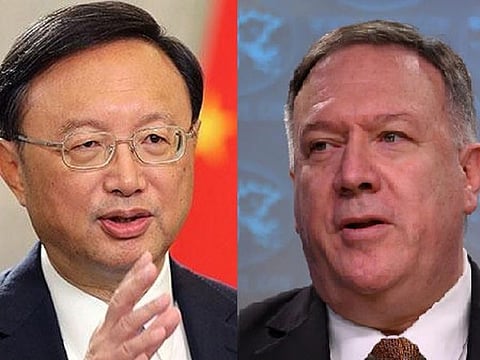 Yang Jiechi, China's top diplomat (left) and US State Secretary Mike Pompeo