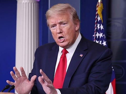 U.S. President Donald Trump speaks during a news conference at the White House in Washington, D.C., U.S., on Wednesday, April 22, 2020.