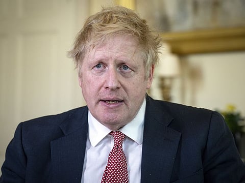 Britain's Prime Minister Boris Johnson speaks from 10 Downing Street after he was discharged from hospital after being admitted with persistent coronavirus symptoms