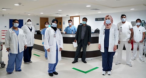 The new hospital with its staff