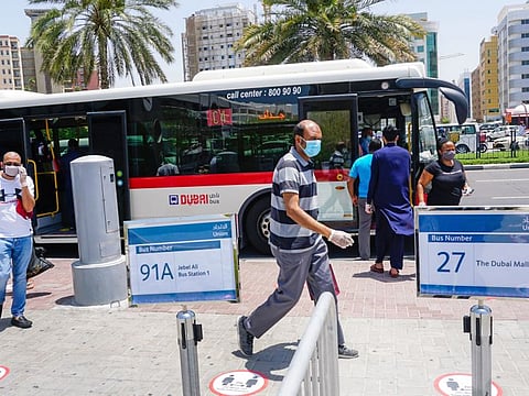 Passengers using RTA public transport bus on Sunday 26th April 2020. Photo : Virendra Saklani/Gulf News