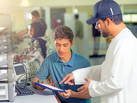 Students of American University in Dubai, which prepares learners with skills to adapt to the disruptive nature of the 4IR